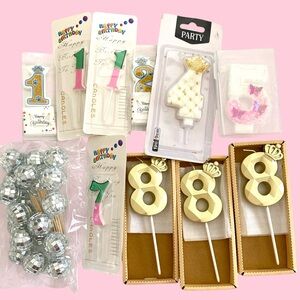 Candles Birthday Cake/Cupcake Bakers Supplies Assorted Numbers Disco balls